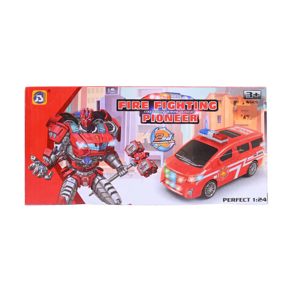 Picture of 2-in-1 Fire Fighting Pioneer Transforming Vehicle - Light, Sound, and Bump & Go Action - by Raja Sahib Kids