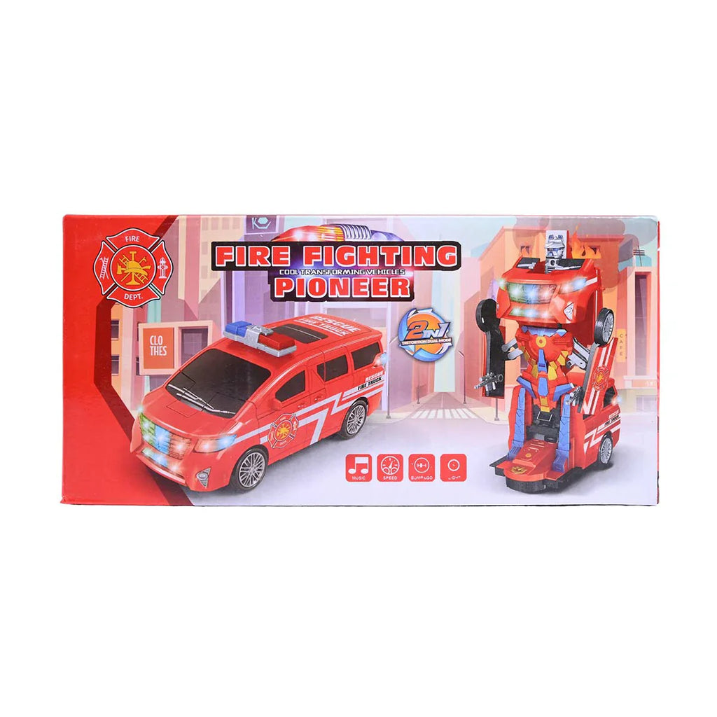 Picture of 2-in-1 Fire Fighting Pioneer Transforming Vehicle - Light, Sound, and Bump & Go Action - by Raja Sahib Kids