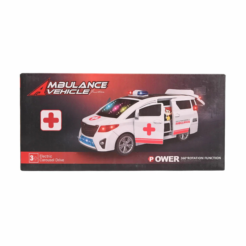 Picture of Electric Ambulance Vehicle Minivan with 360° Rotation, Emergency Lights & Sound - by Raja Sahib Kids