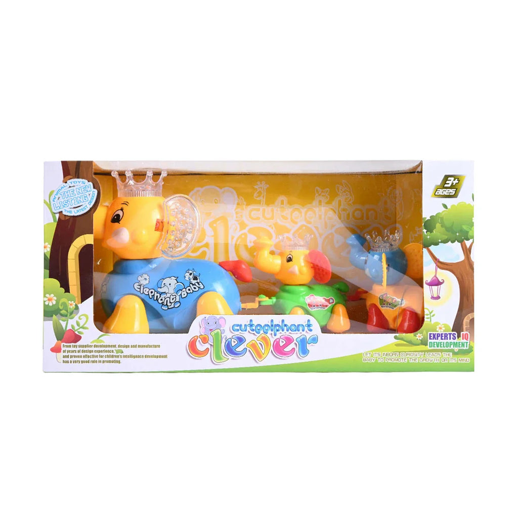 Picture of Clever Cutelephant IQ Development Toy Set | Musical Walking Parent-Child Elephant - by Raja Sahib Kids