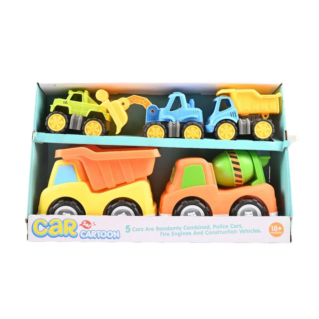 Picture of Cartoon Car 5-Piece Construction & Service Vehicle Set - by Raja Sahib Kids