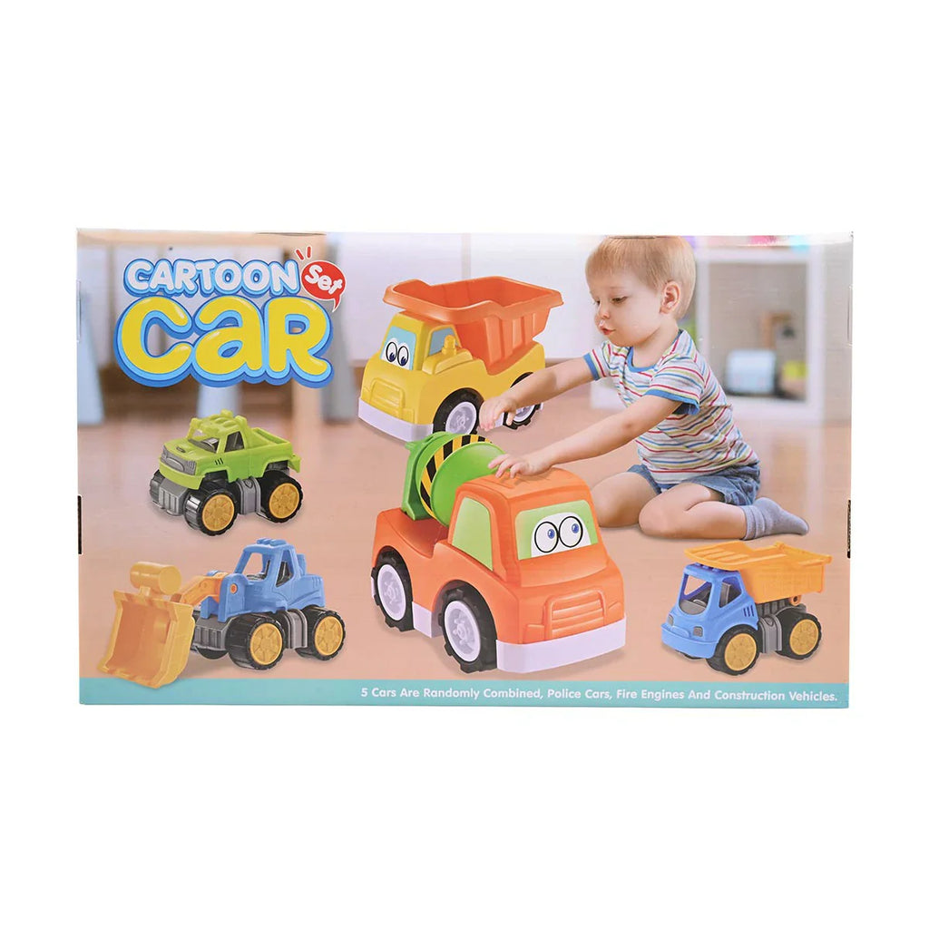 Picture of Cartoon Car 5-Piece Construction & Service Vehicle Set - by Raja Sahib Kids