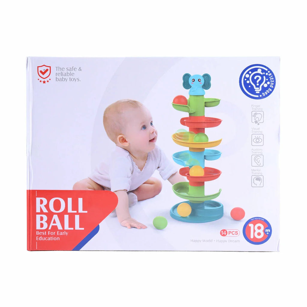 Picture of HUANGER Baby Elephant Rolling Ball Drop Tower 14-Piece Early Education Set - by Raja Sahib Kids