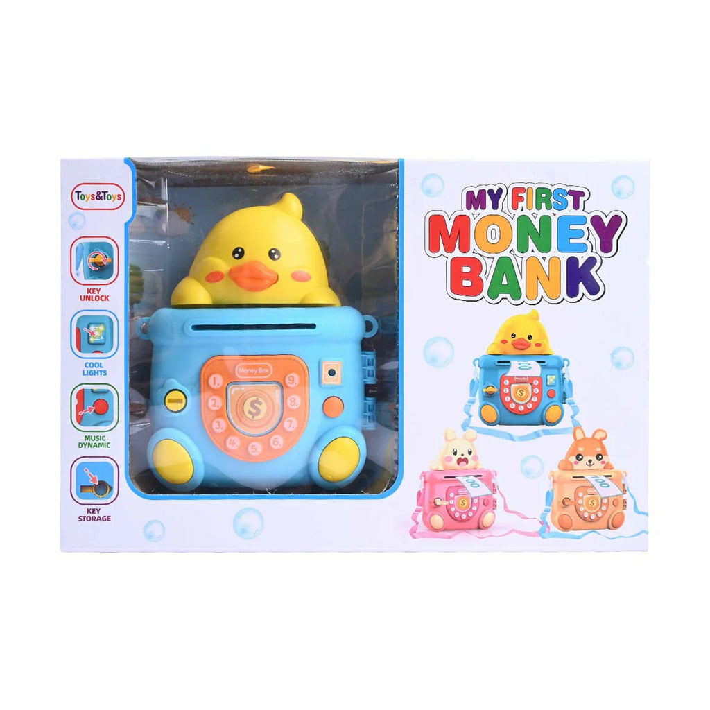 Picture of My First Money Bank Interactive Animal-Themed Piggy Bank with Key, Light, and Music - by Raja Sahib Kids