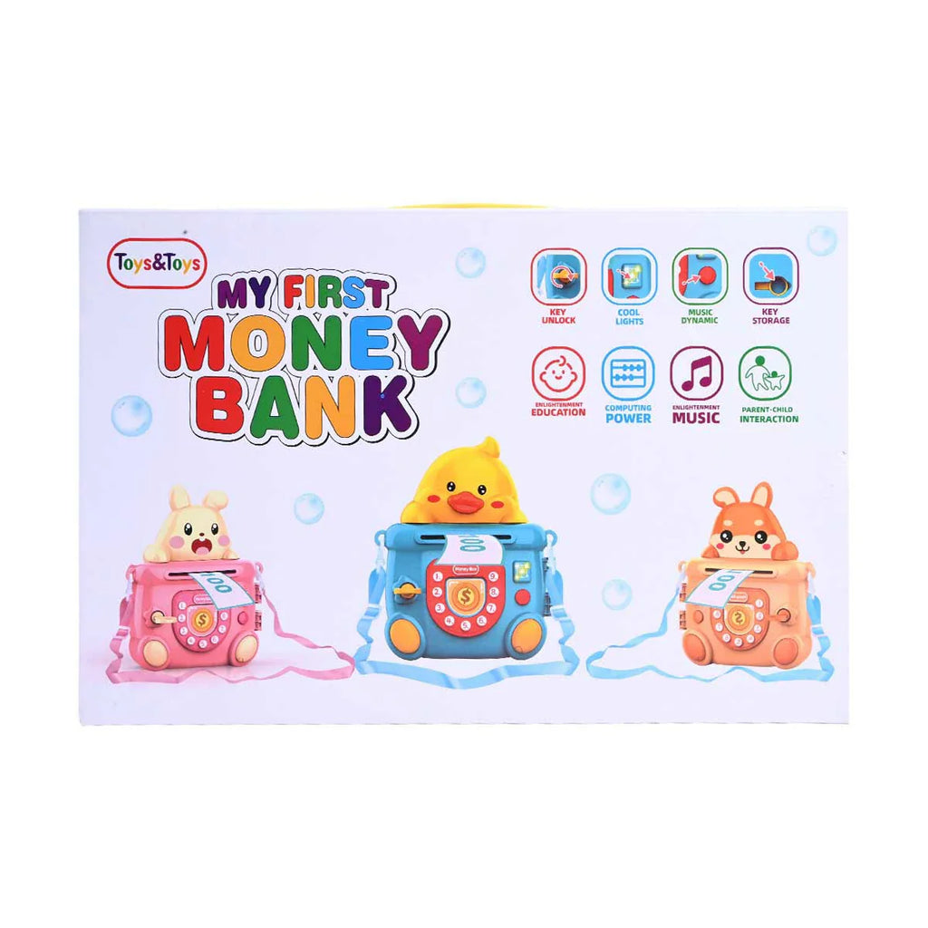 Picture of My First Money Bank Interactive Animal-Themed Piggy Bank with Key, Light, and Music - by Raja Sahib Kids