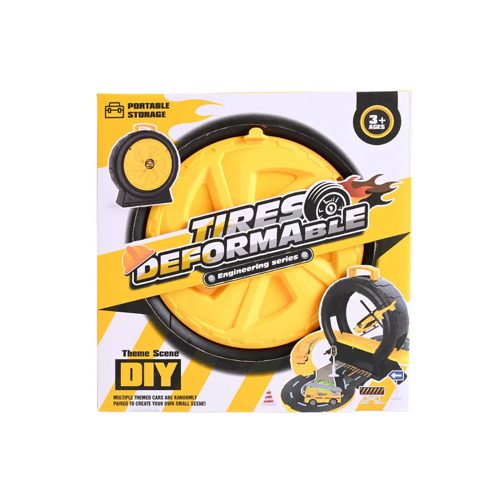 Picture of 2-in-1 Portable Storage Tire to Track Playset | Theme Scene DIY Engineering Car Series Ages 3+ - by Raja Sahib Kids