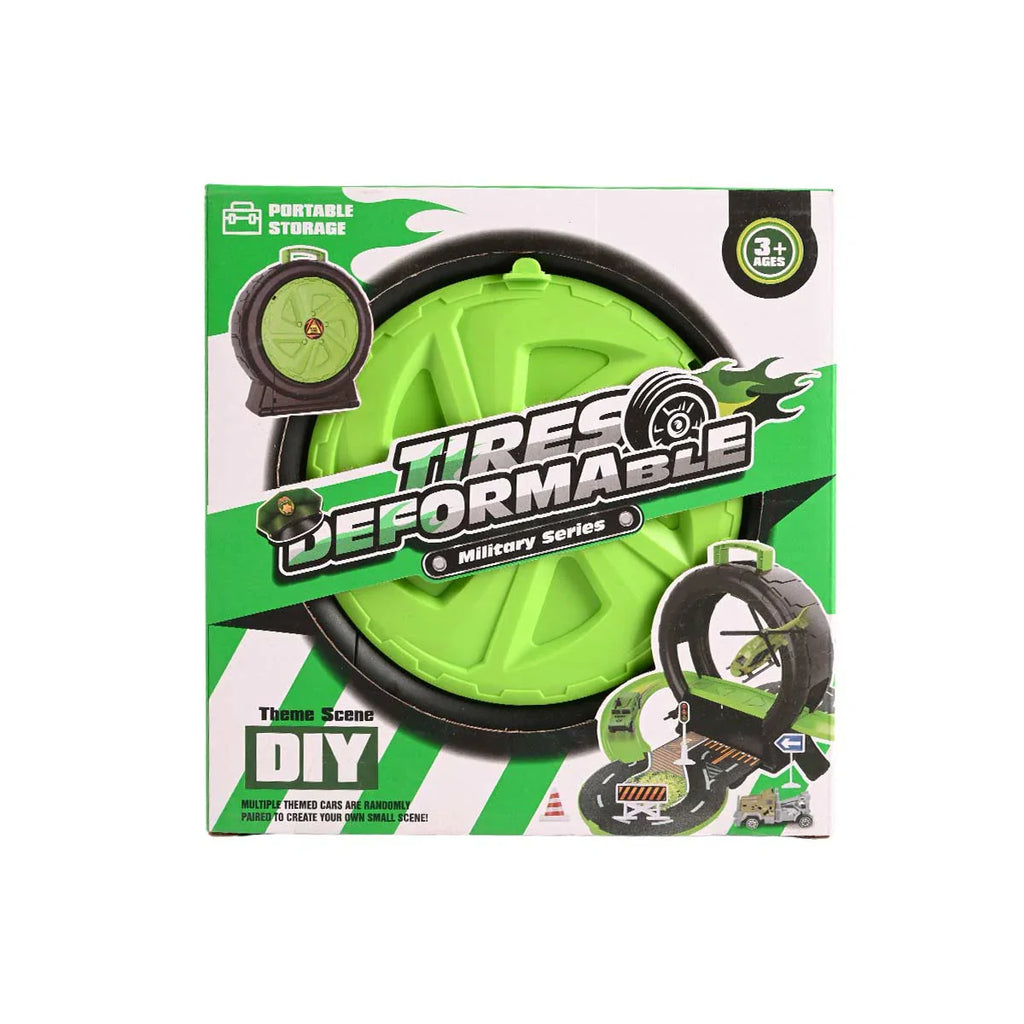 Picture of DIY Deformable Tires Play Set | 4-in-1 Military Series Car Track & Portable Storage | Ages 3+ - by Raja Sahib Kids