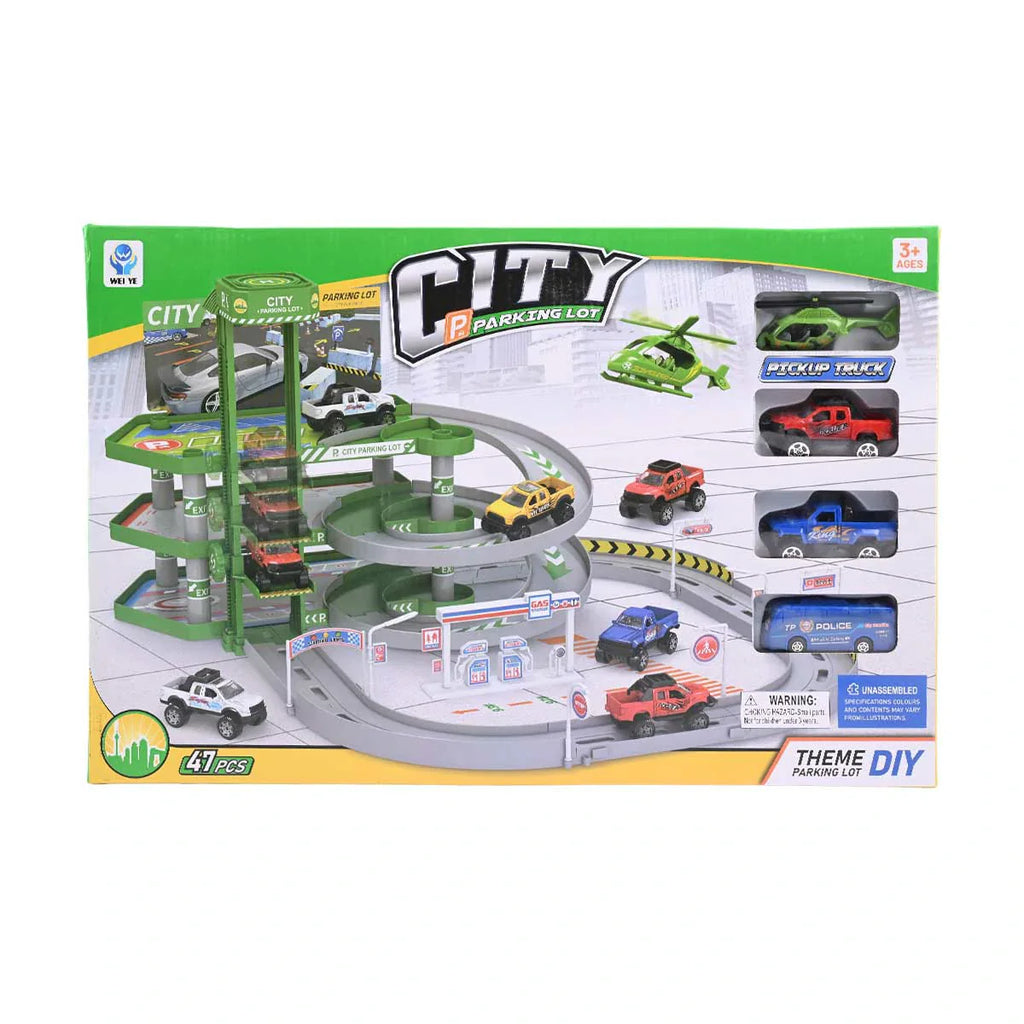 Picture of 4-Level Manual Lift Garage with Vehicles and Service Station - by Raja Sahib Kids