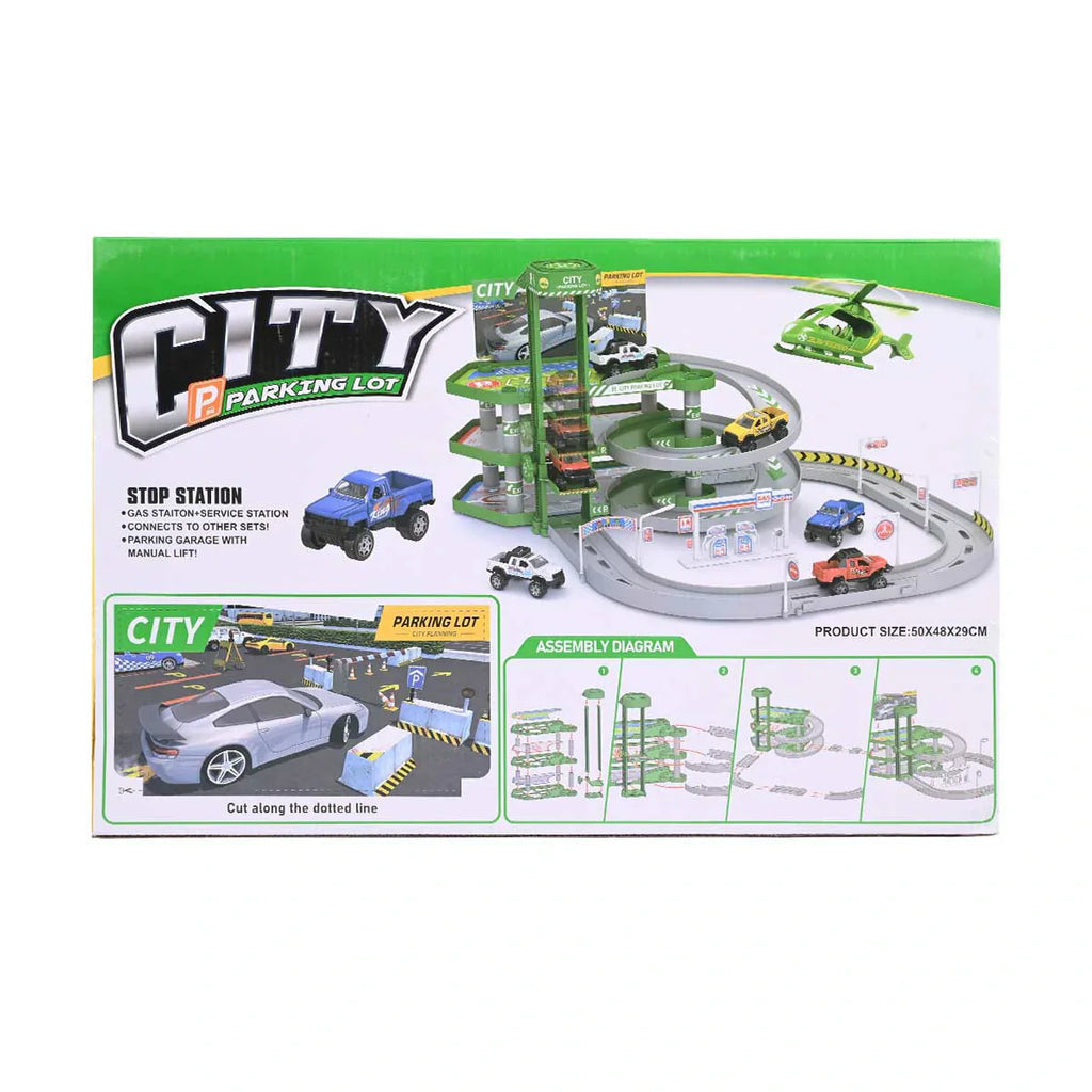 Picture of 4-Level Manual Lift Garage with Vehicles and Service Station - by Raja Sahib Kids