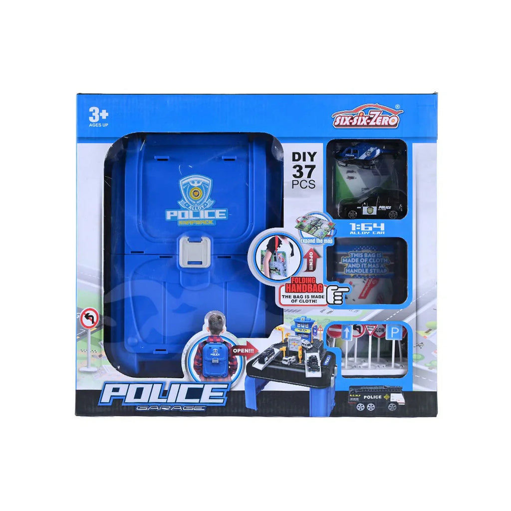 Picture of Six-Six-Zero Police Garage Backpack Set - by Raja Sahib Kids