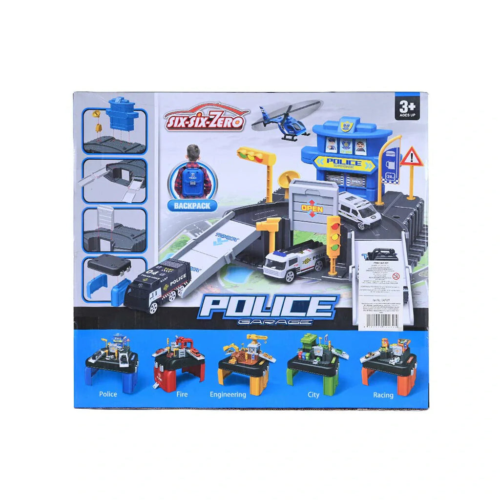 Picture of Six-Six-Zero Police Garage Backpack Set - by Raja Sahib Kids