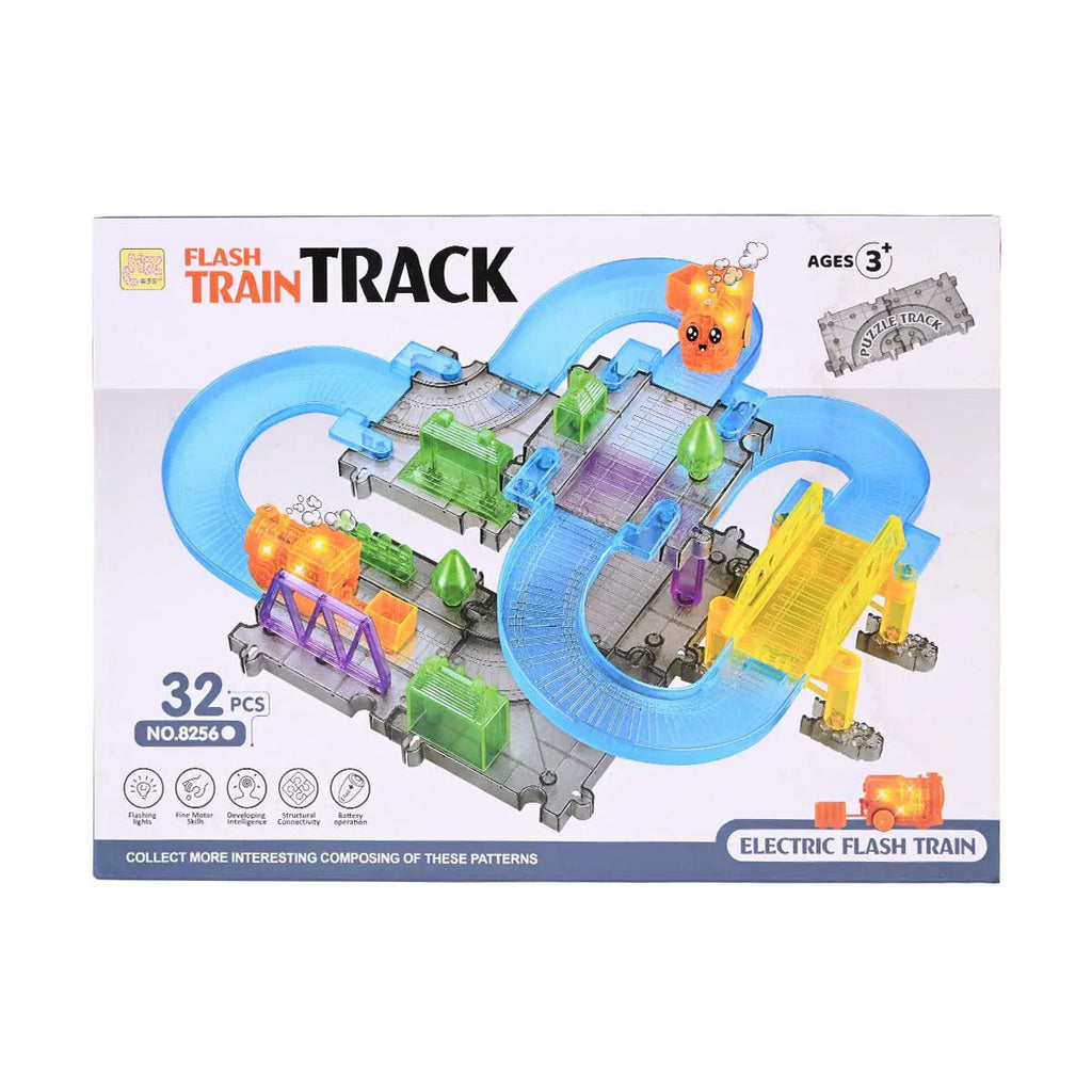 Kid's Electric Flash Train Set: Multi-Level Puzzle Track with Bridges ...