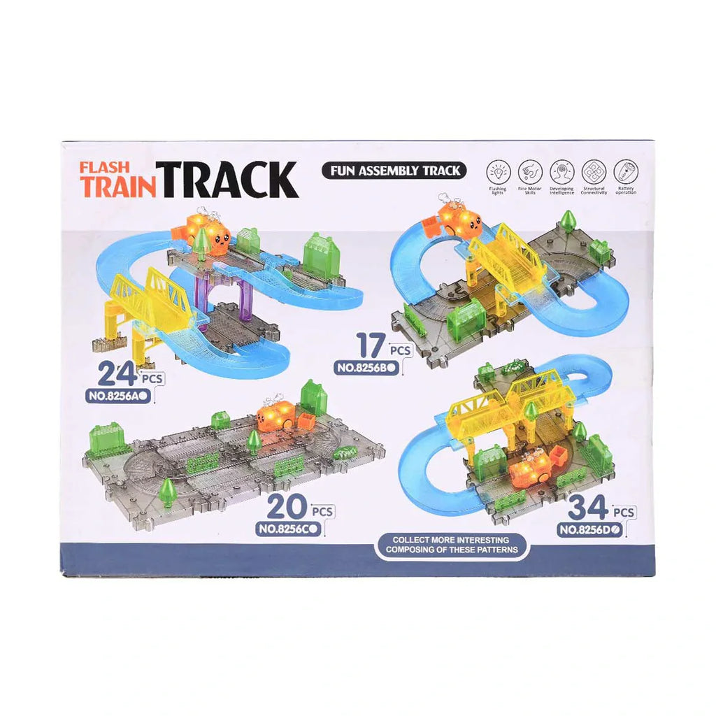 Kid's Electric Flash Train Set: Multi-Level Puzzle Track with Bridges ...