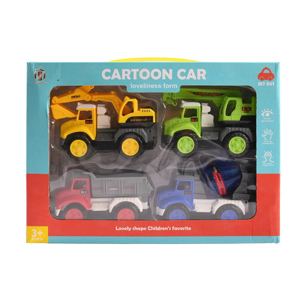 Picture of 4-Pack Construction Vehicle Cartoon Car Set - by Raja Sahib Kids