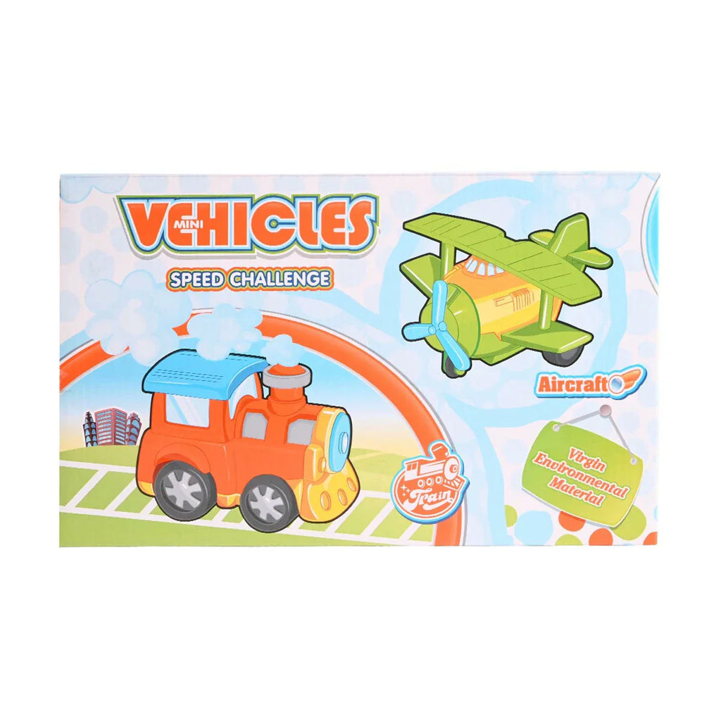 Picture of Mini Vehicles Speed Challenge Playset - Aircraft, Train, & Truck Collection (6-Piece Set) - by Raja Sahib Kids