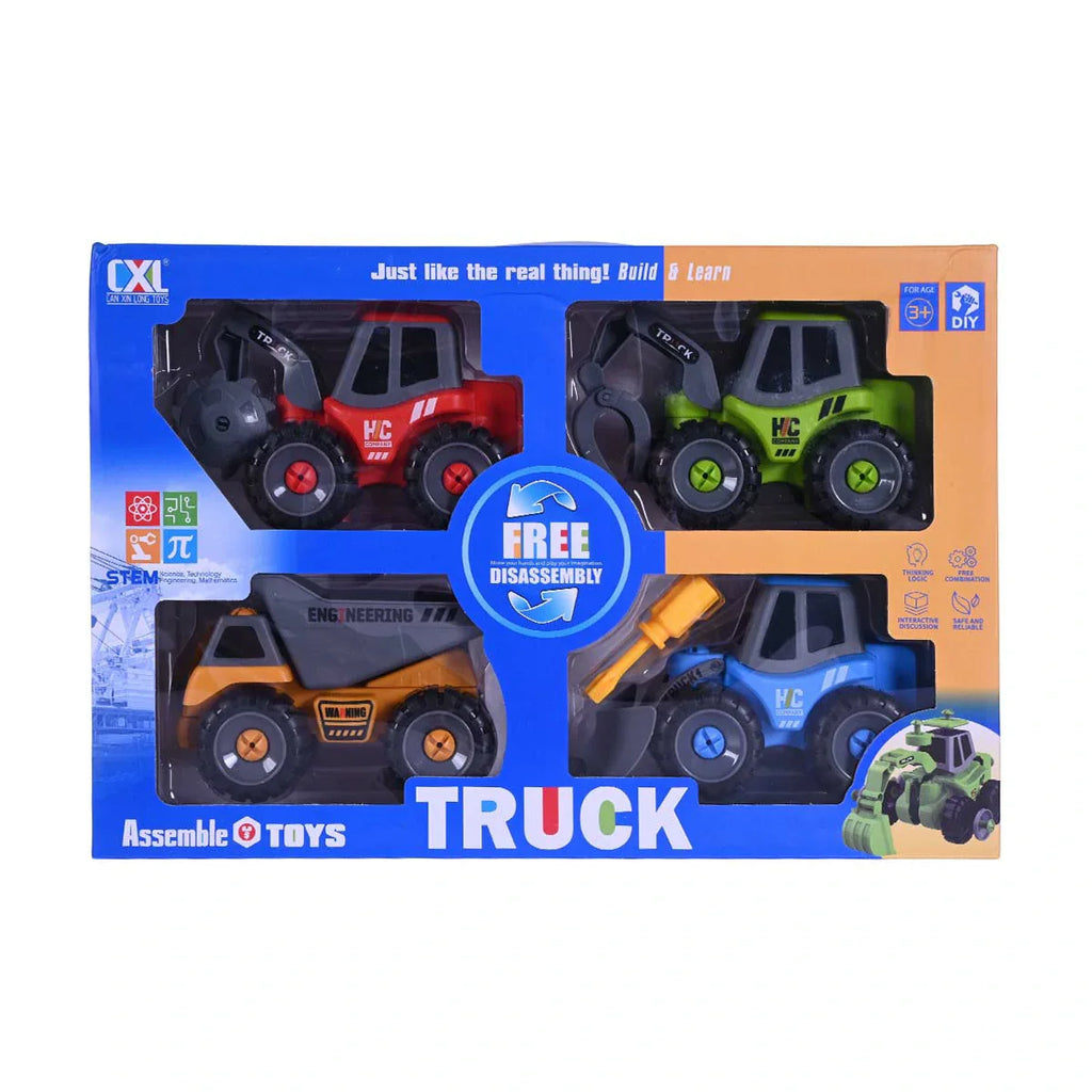 Picture of S.T.E.M. Assemble Toys Take-Apart Construction Truck Set | DIY Building Vehicles (4-Pack) - by Raja Sahib Kids