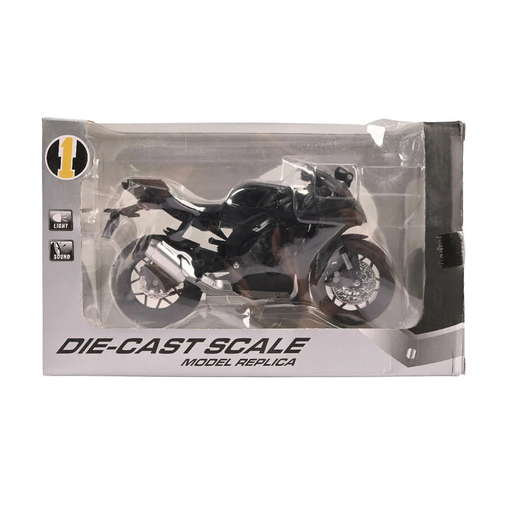 Picture of Die-Cast Scale Motorcycle Model Replica with Light & Sound Alloy Model Black - by Raja Sahib Kids