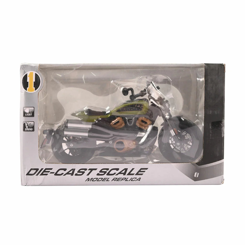 Picture of Die-Cast Scale Motorcycle Model Replica with Light & Sound Alloy Model Green - by Raja Sahib Kids