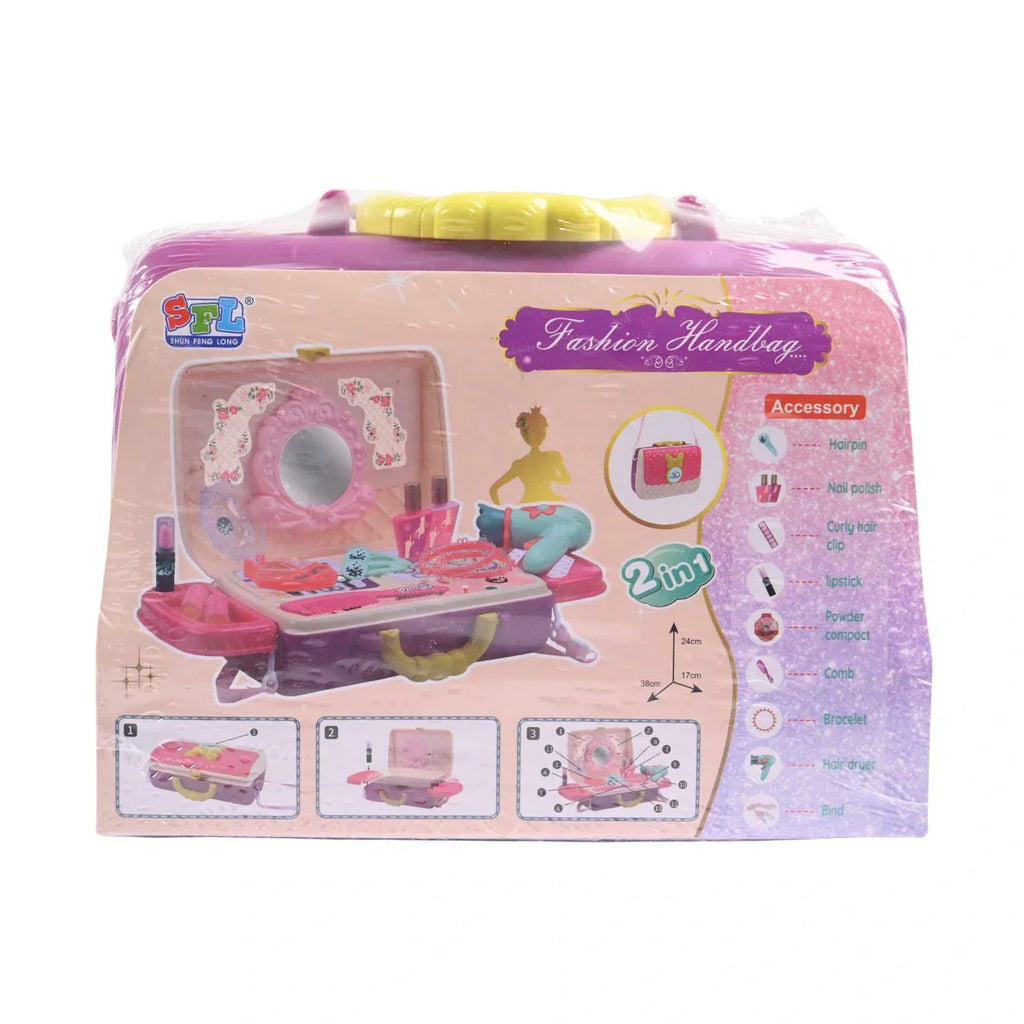 Picture of 2-in-1 Fashion Handbag - Portable Quilted Glamour Kit for Girls - by Raja Sahib Kids