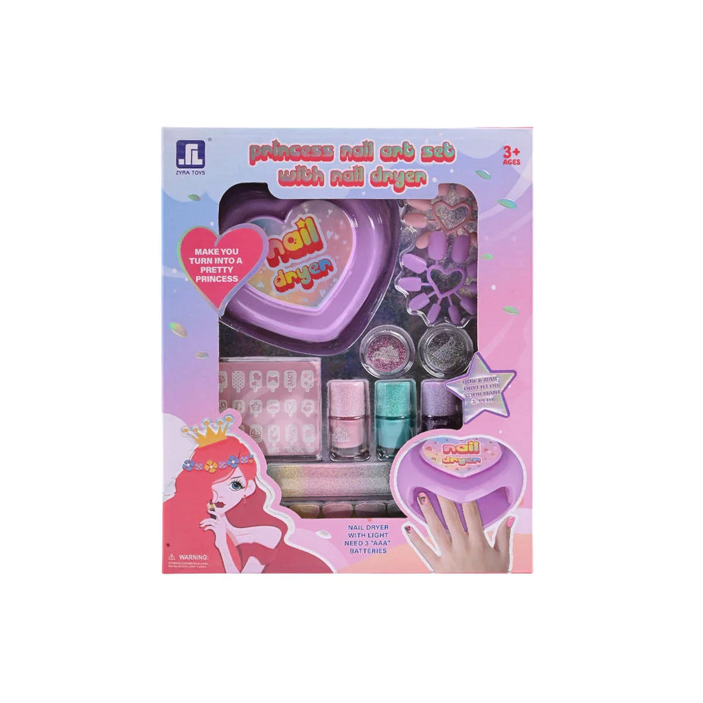 Picture of Princess Nail Art Set with Light-Up Nail Dryer - Peel-Off Polish & Glitter - by Raja Sahib Kids