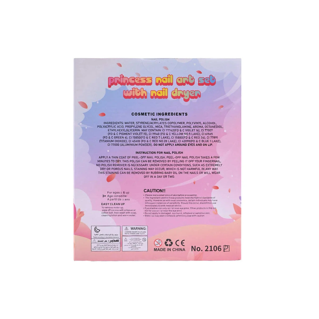 Picture of Princess Nail Art Set with Light-Up Nail Dryer - Peel-Off Polish & Glitter - by Raja Sahib Kids