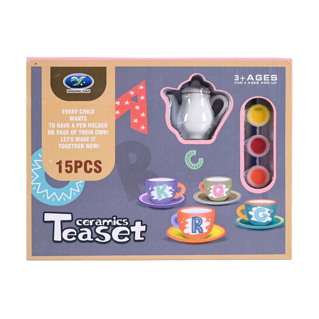 Picture of Ceramic Teaset Painting Craft Kit for Kids Ages 3+ | DIY Porcelain Tea Party Set - by Raja Sahib Kids