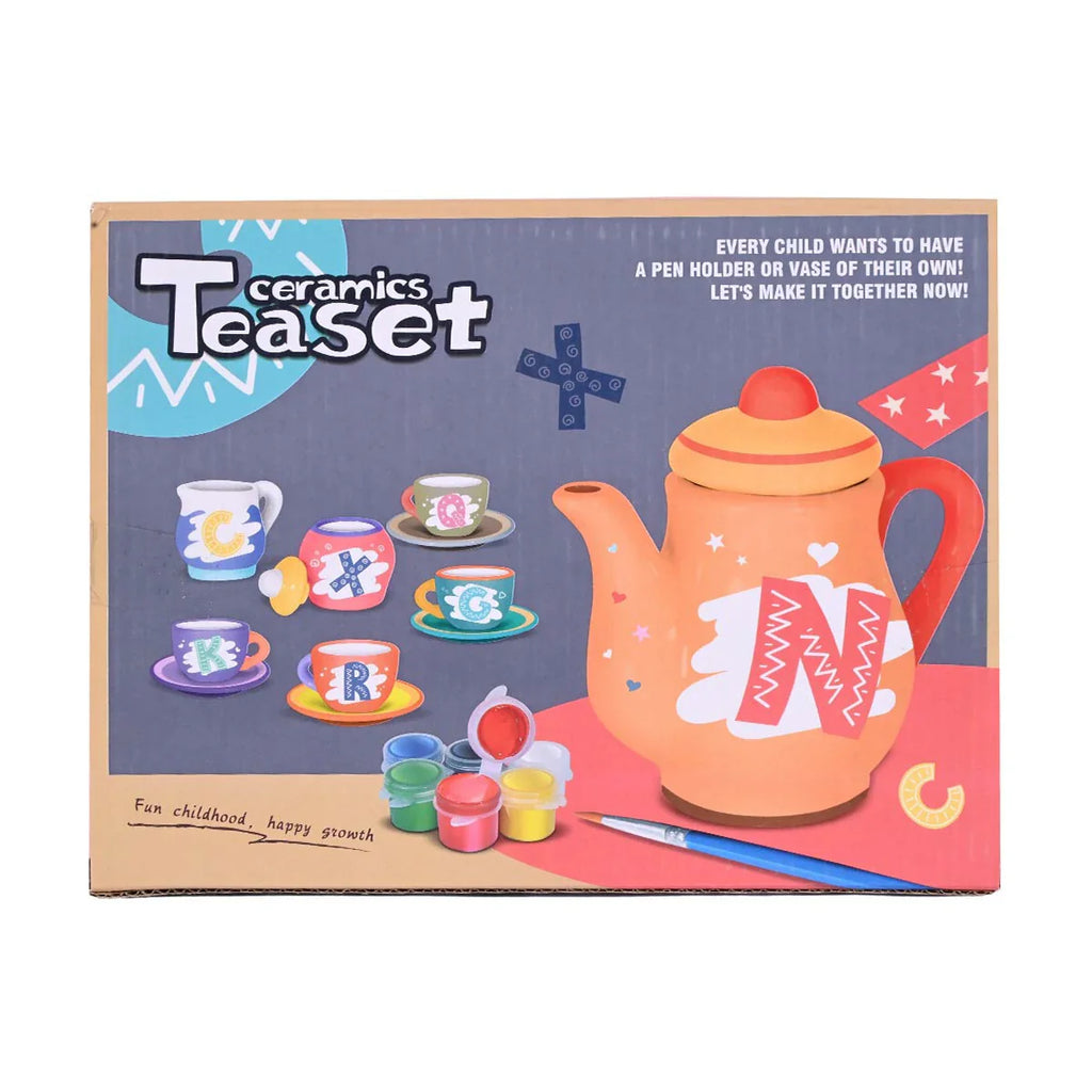 Picture of Ceramic Teaset Painting Craft Kit for Kids Ages 3+ | DIY Porcelain Tea Party Set - by Raja Sahib Kids