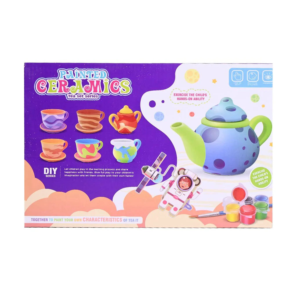 Picture of DIY Painted Ceramics Tea Set - 15 Pcs Craft Kit for Kids | Creative Imagination & Hands-On Ability Toy - by Raja Sahib Kids