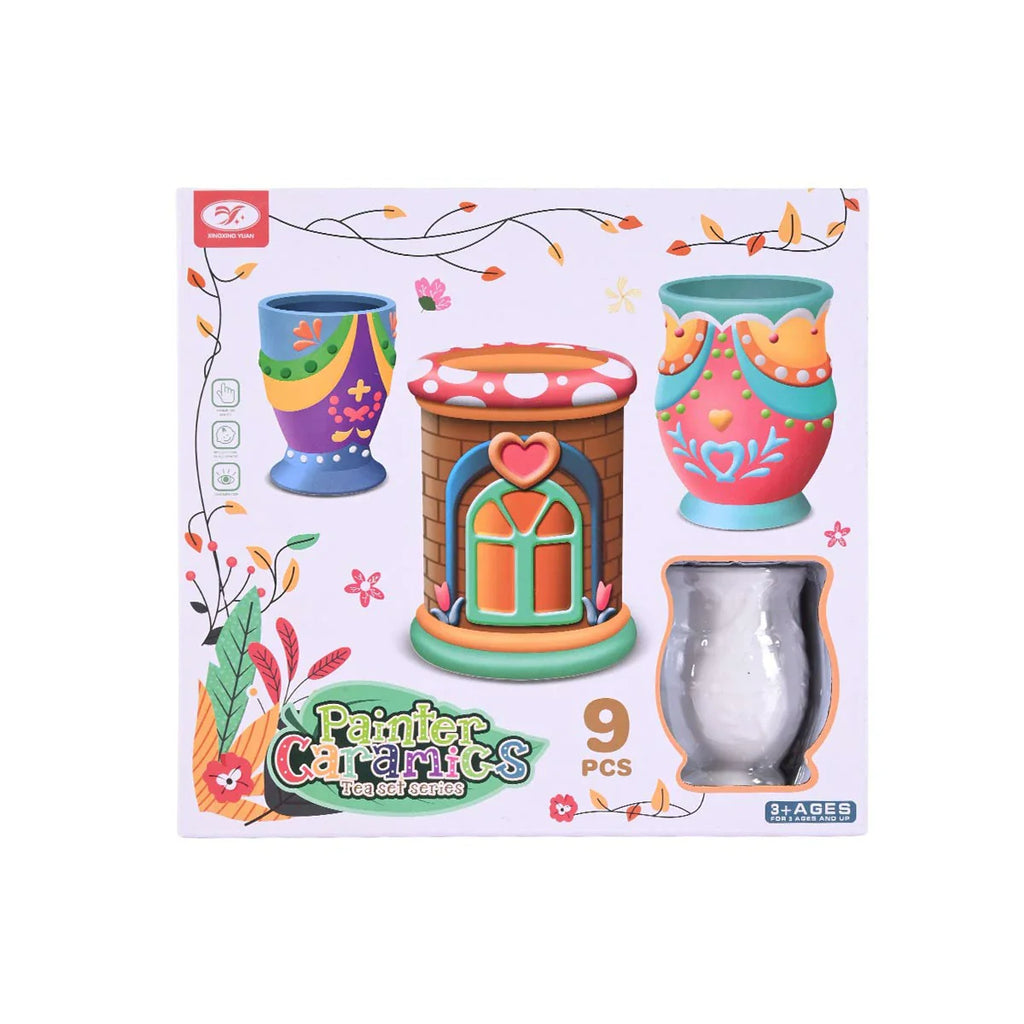 Picture of Painter Ceramics Art Set: DIY Tea/Pen Holder Painting Kit 9 Pcs - by Raja Sahib Kids