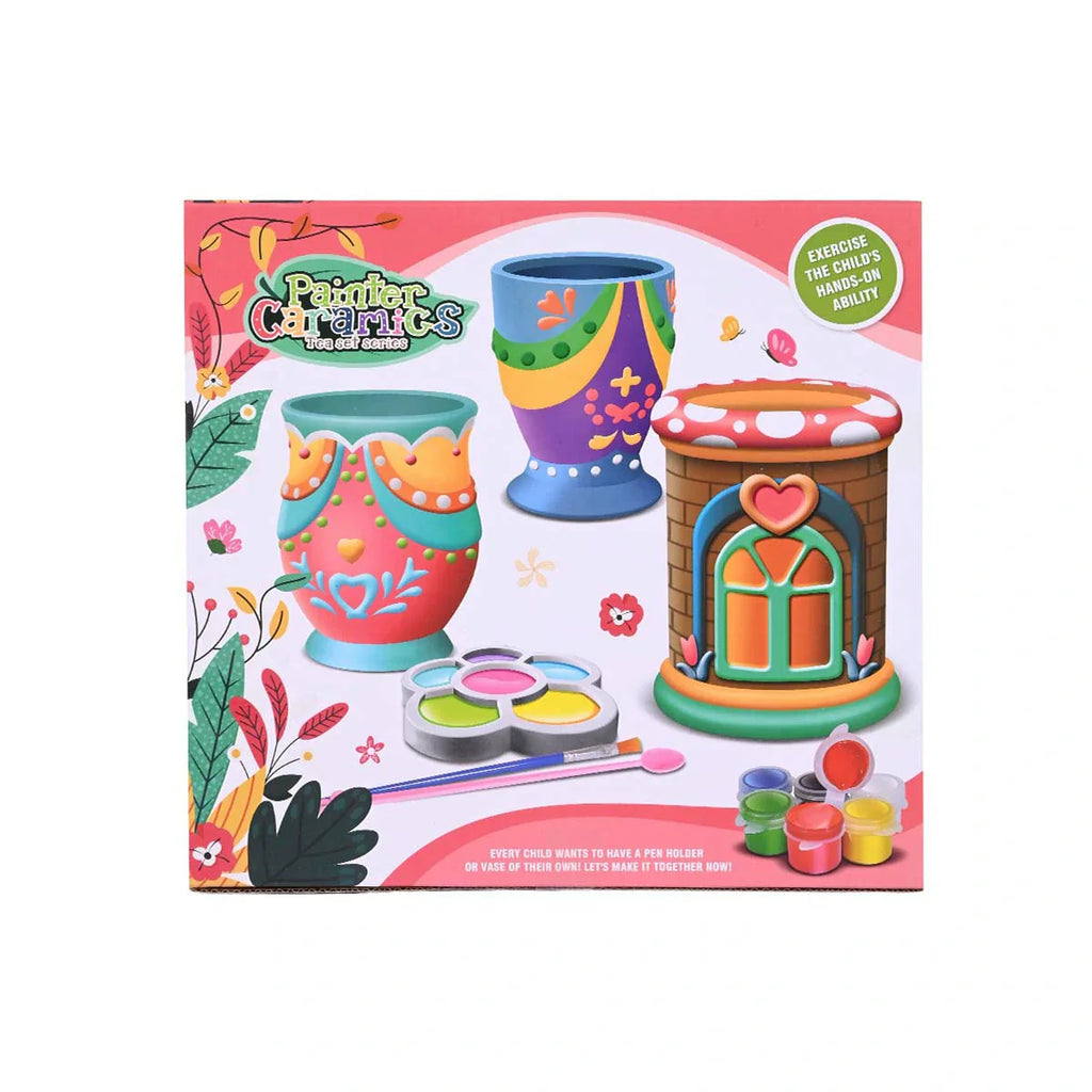 Picture of Painter Ceramics Art Set: DIY Tea/Pen Holder Painting Kit 9 Pcs - by Raja Sahib Kids