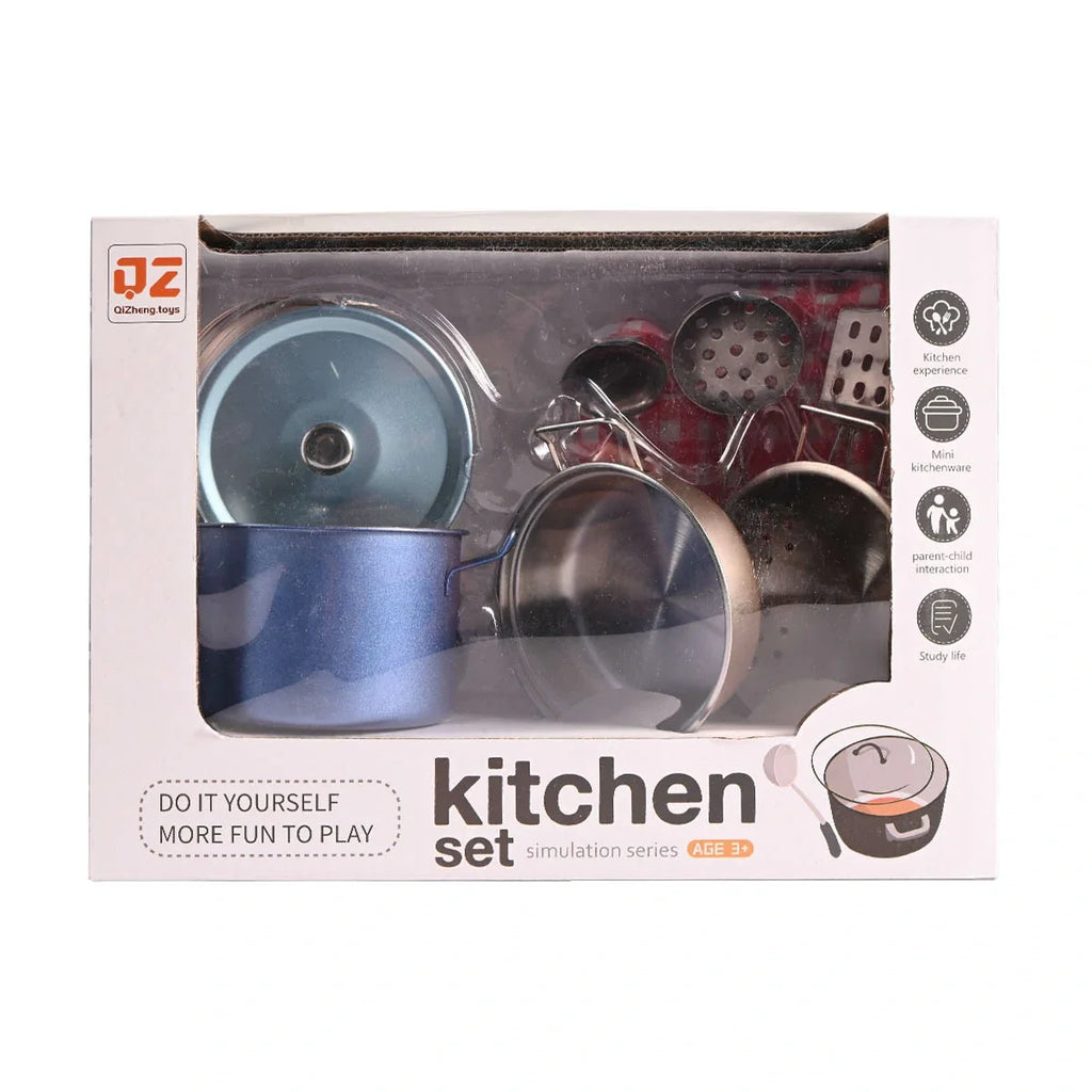 Picture of Kid's Kitchen Set Simulation Series | Mini Metal-Look Pots, Pans & Utensils - by Raja Sahib Kids