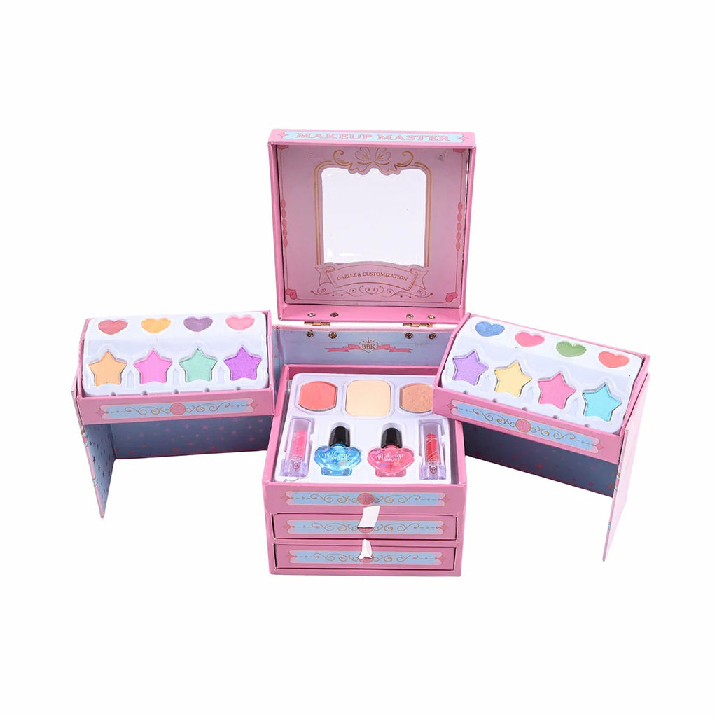 Picture of Makeup Master Dazzling Dream Kids Vanity Set | Foldable Cosmetic Kit with Eyeshadow, Lip Gloss, & Mirror - by Raja Sahib Kids