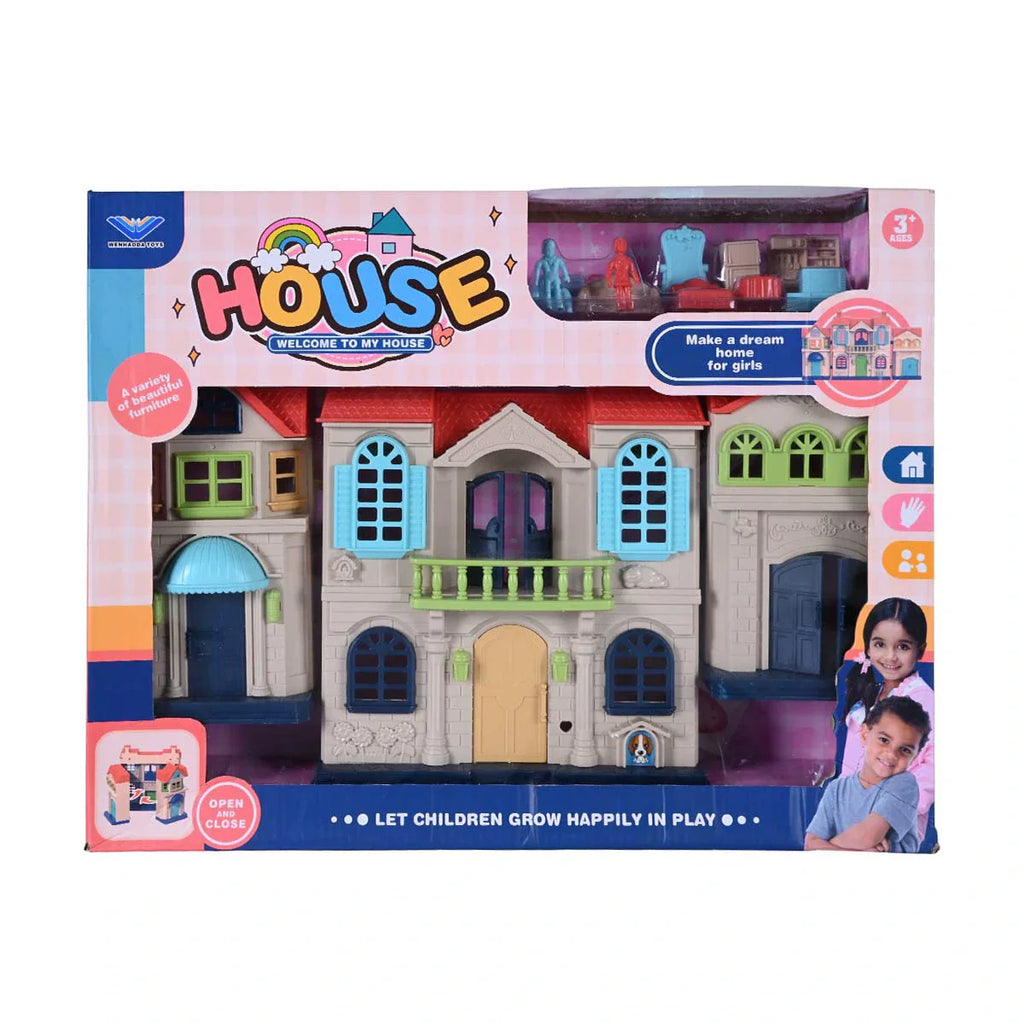 Picture of Dream Home Doll House with Figures & Furniture - by Raja Sahib Kids