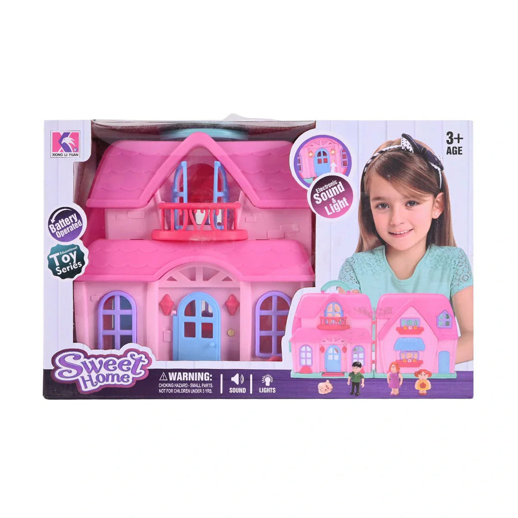 Picture of Sweet Home Foldable Dollhouse Play Set: Electronic Sound, Light, and Figures - by Raja Sahib Kids
