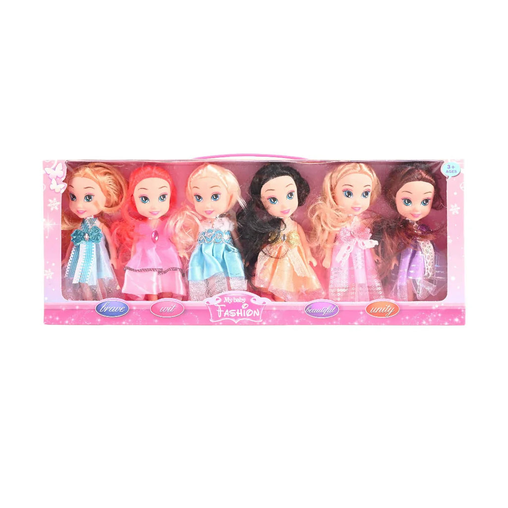 Picture of 6-Pack Mini Princess Fashion Dolls Set | Fairytale Theme Figures for Girls 3+ | Role Play Toy Collection | My Baby Fashion - by Raja Sahib Kids