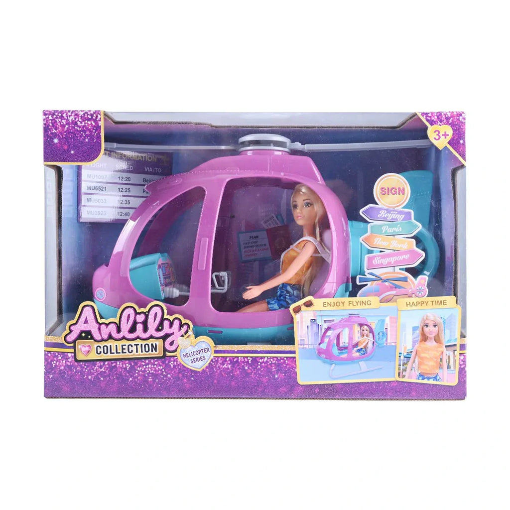Picture of Anlily Collection Adventure Helicopter & Pilot Doll Set - Flying Have Fun - by Raja Sahib Kids