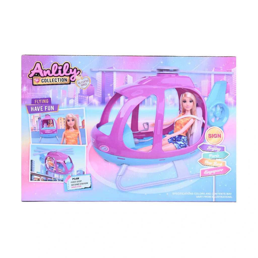 Picture of Anlily Collection Adventure Helicopter & Pilot Doll Set - Flying Have Fun - by Raja Sahib Kids