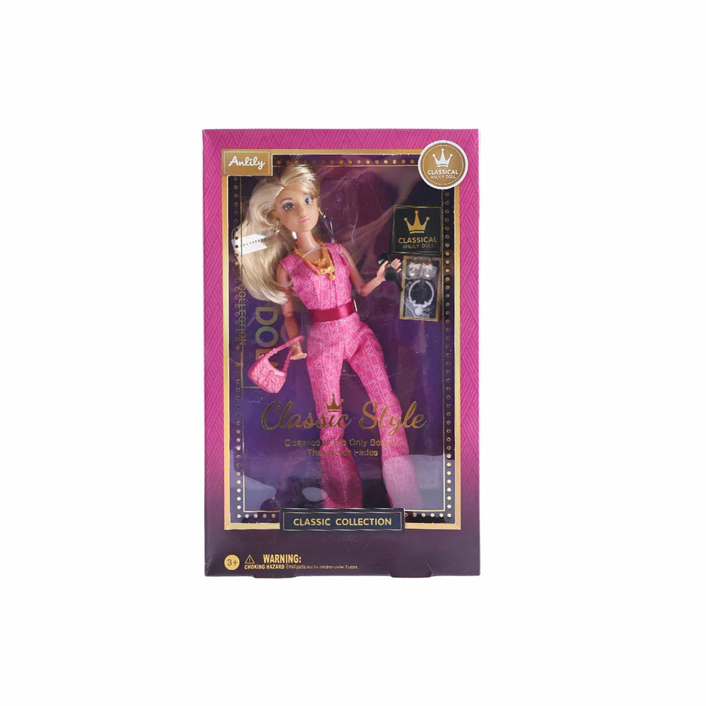 Picture of Anlily Classic Style Fashion Doll: Pink Jumpsuit & Accessory Set - by Raja Sahib Kids