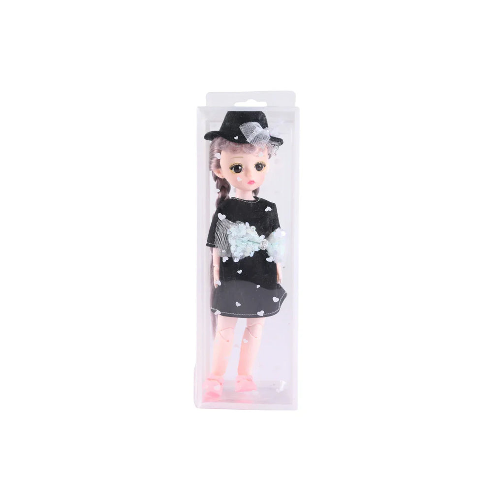 Picture of Stylish Fashion Doll with Black Dress & Hat - by Raja Sahib Kids