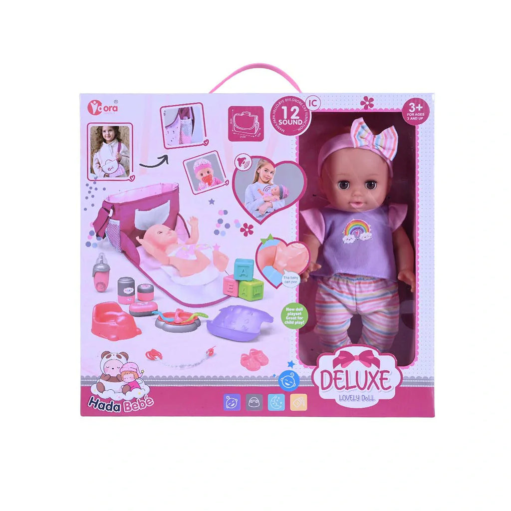 Picture of Deluxe Lovely Doll Set | Interactive 12 Sound Baby Doll with Diaper Bag & Accessories (Ages 3+) - by Raja Sahib Kids