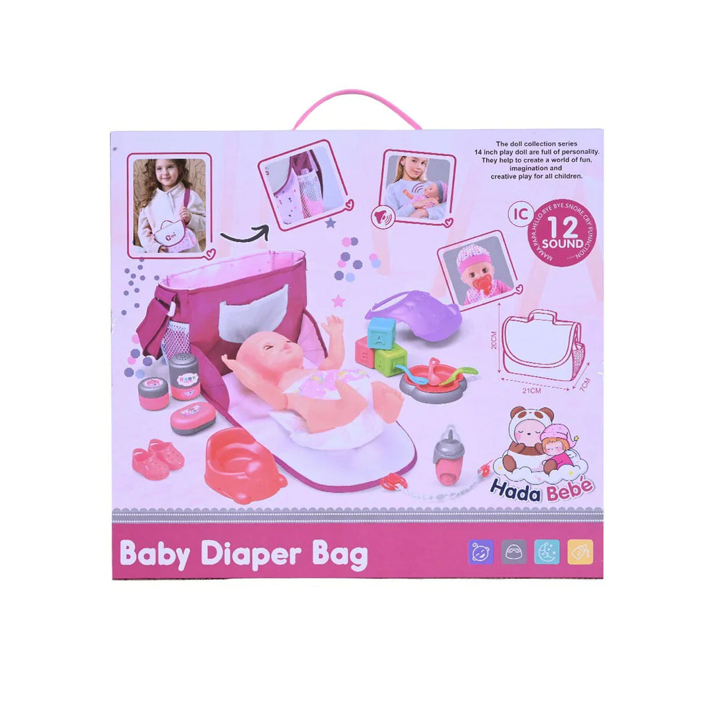 Picture of Deluxe Lovely Doll Set | Interactive 12 Sound Baby Doll with Diaper Bag & Accessories (Ages 3+) - by Raja Sahib Kids