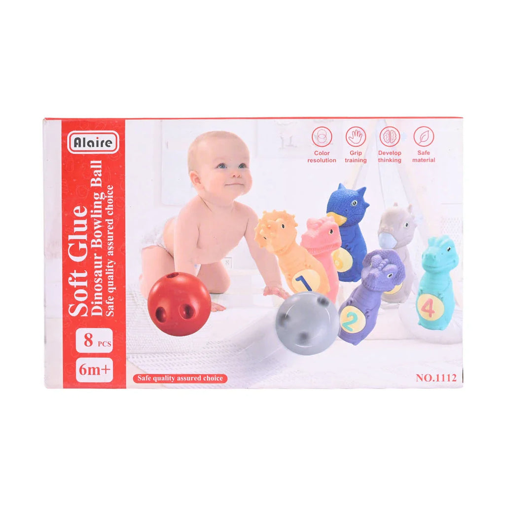 Picture of Alaire Soft Glue Safe Quality Assured Bowling Ball and Pin Set (8-Piece) - Development Toy for 6m+ - by Raja Sahib Kids
