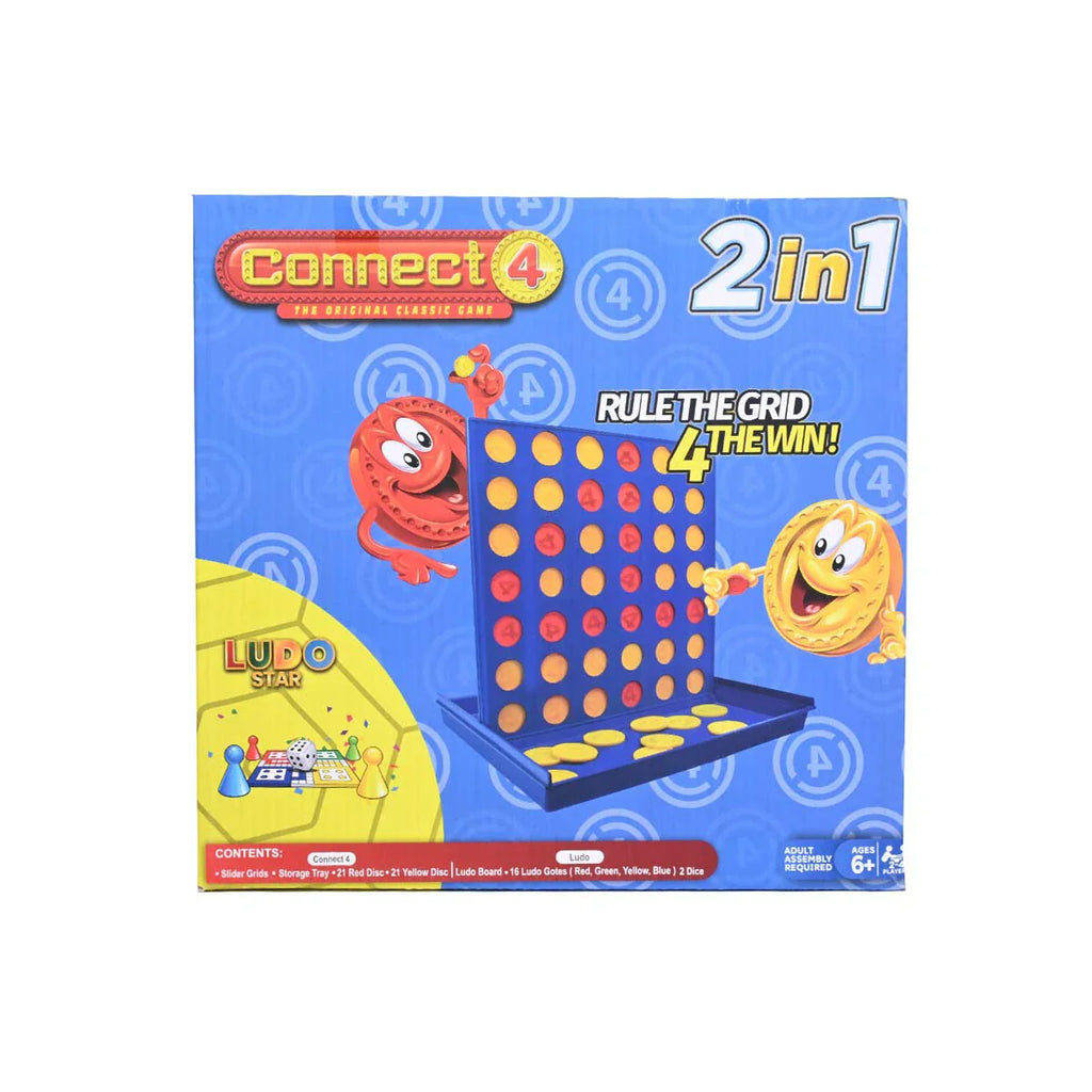 Picture of 2-In-1 Connect 4 & Ludo Star Classic Family Board Games For Fun Filled Game Nights Ages 6+ - by Raja Sahib Kids