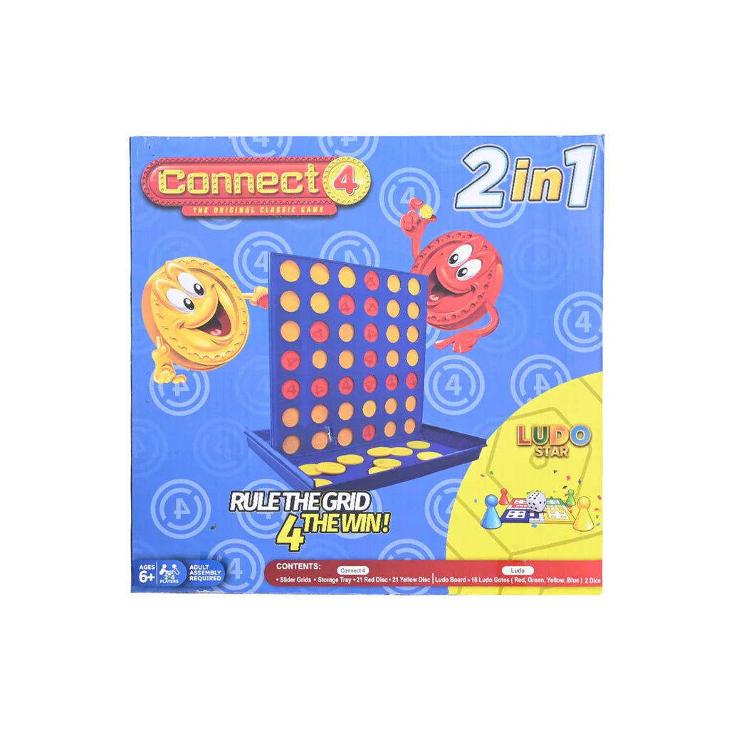 Picture of 2-In-1 Connect 4 & Ludo Star Classic Family Board Games For Fun Filled Game Nights Ages 6+ - by Raja Sahib Kids