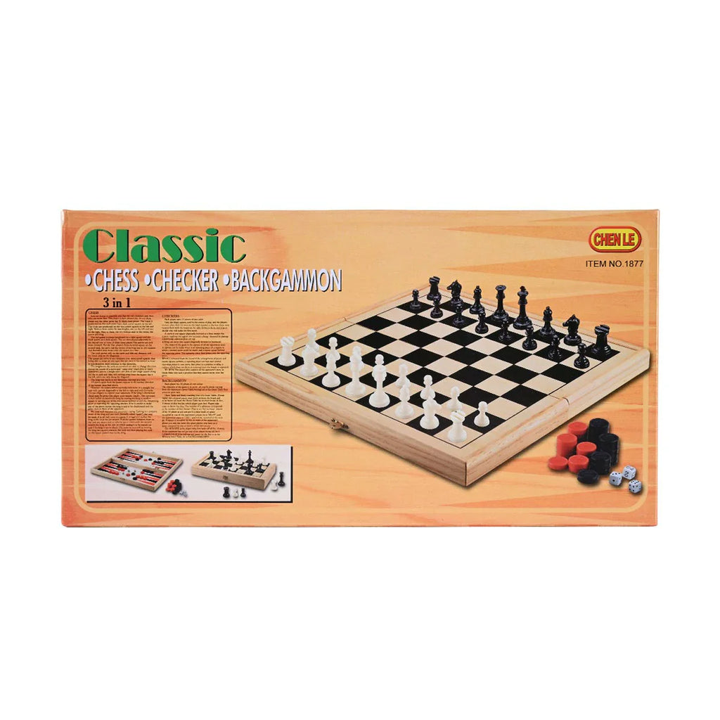 Picture of 3-in-1 Classic Game Set: Chess, Checker, & Backgammon - by Raja Sahib Kids