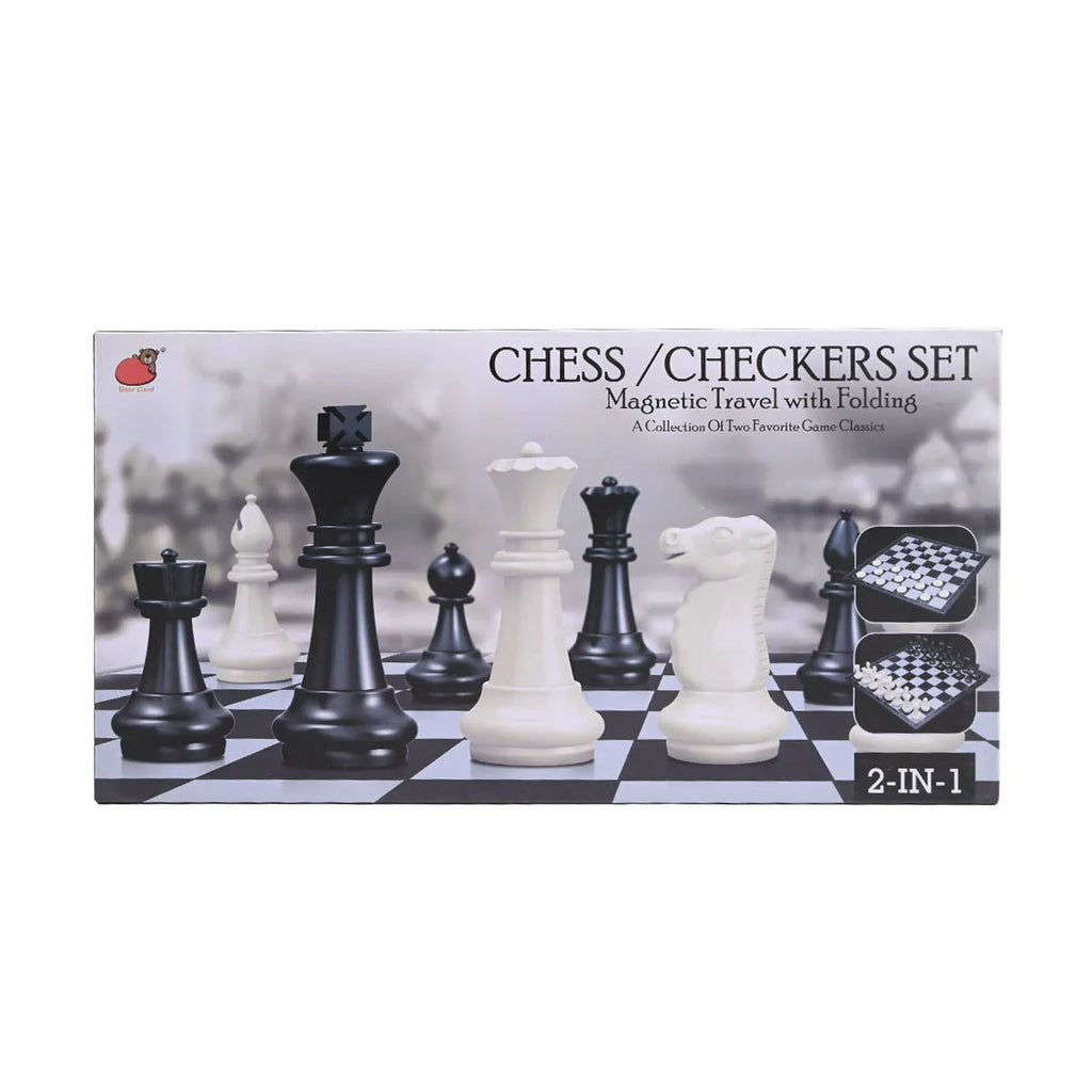 Picture of 2-in-1 Magnetic Chess / Checkers Set - Folding Travel Game Classics - by Raja Sahib Kids