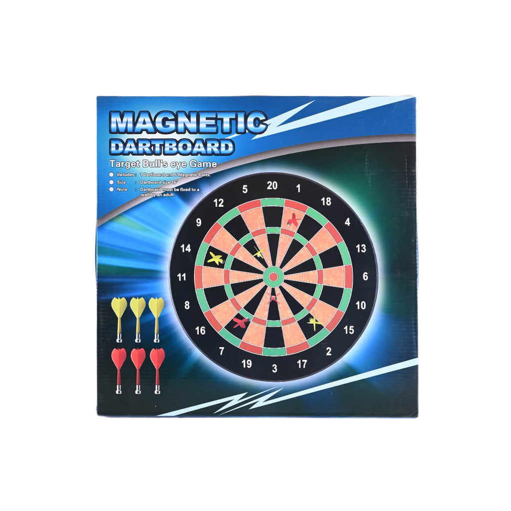 16-Inch Large Magnetic Dartboard Target Bullseye Game Set with 6 Safe ...