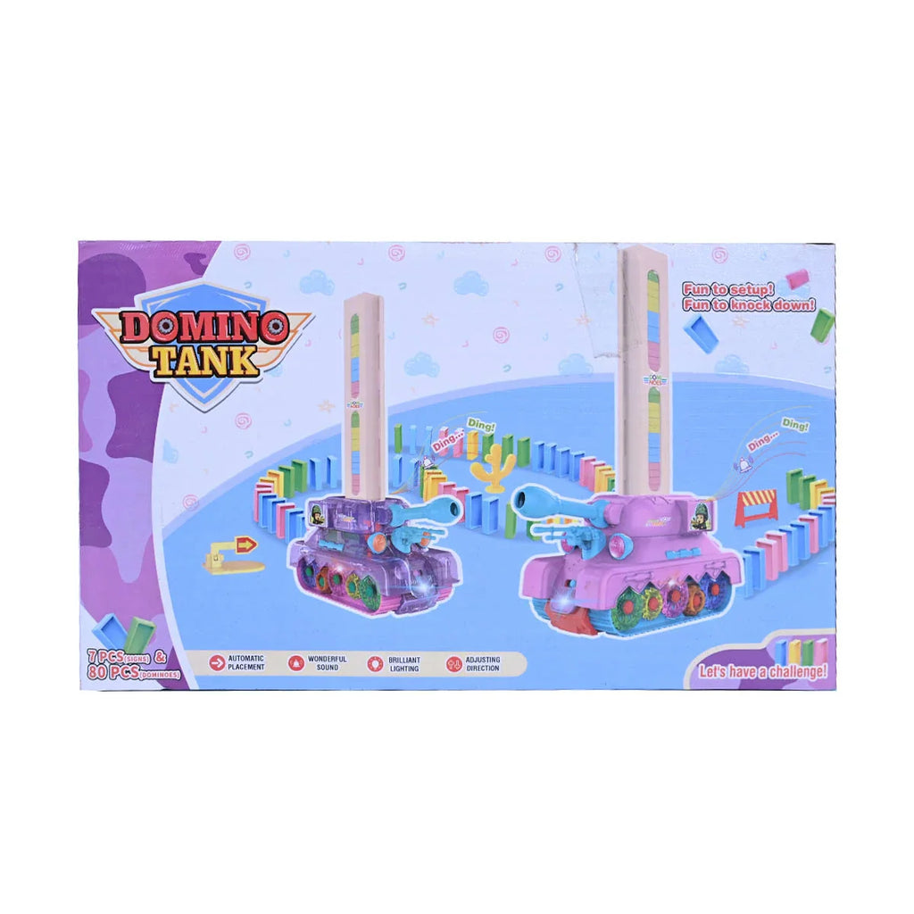 Picture of Domino Electric Tank Car Puzzle Kids Toy Sound And Light 80 Pcs - by Raja Sahib Kids