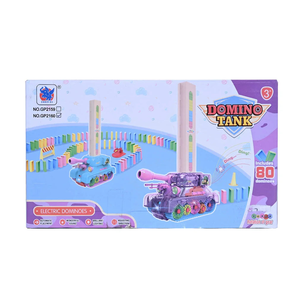 Picture of Domino Electric Tank Car Puzzle Kids Toy Sound And Light 80 Pcs - by Raja Sahib Kids