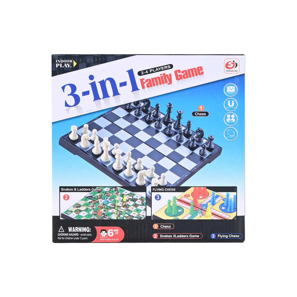 Picture of 3-In-1 Family Game Chess, Flying Chess, Snakes & Ladders Game - by Raja Sahib Kids